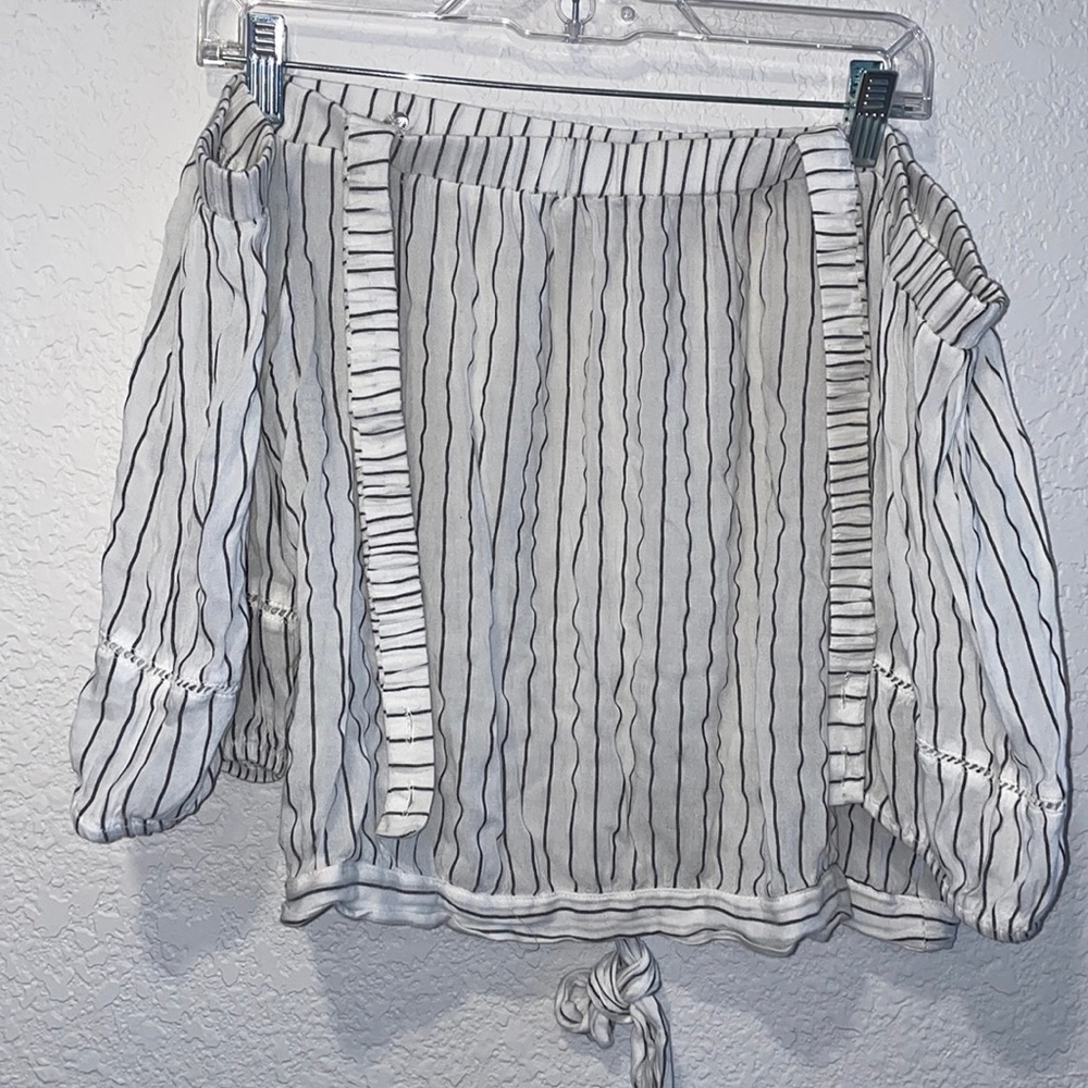 White stripped off shoulder top